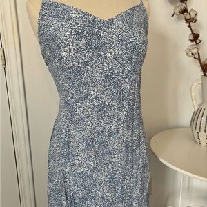 Dynamite Blue and White Printed Slip Dress